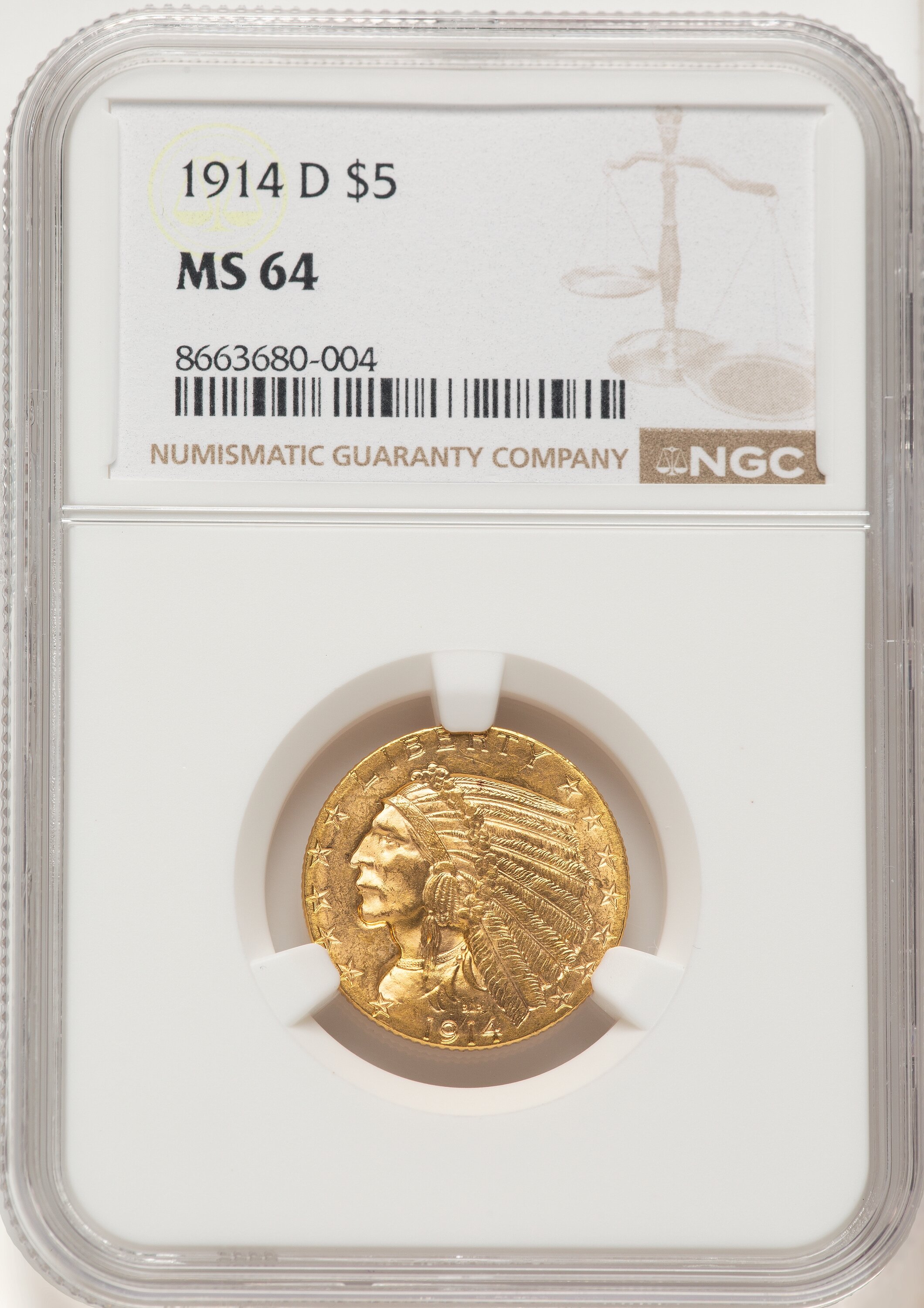 1914-D $5 64 NGC