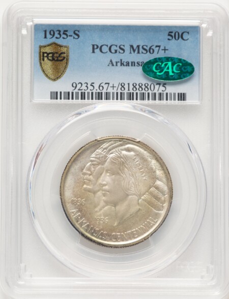 1935-S 50C Arkansas, MS CAC PCGS Secure PCGS Plus 67 PCGS