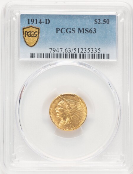 1914-D $2 1/2 PCGS Secure 63 PCGS