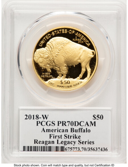 2018-W Proof Gold Buffalo 1 oz FS Reagan Legacy Series Michael Reagan 70 PCGS