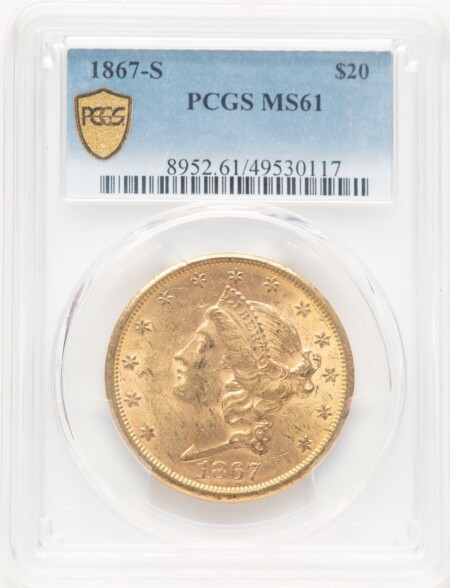 1867-S $20 PCGS Secure 61 PCGS