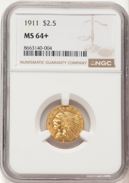 1911 $2 1/2 NGC Plus 64 NGC