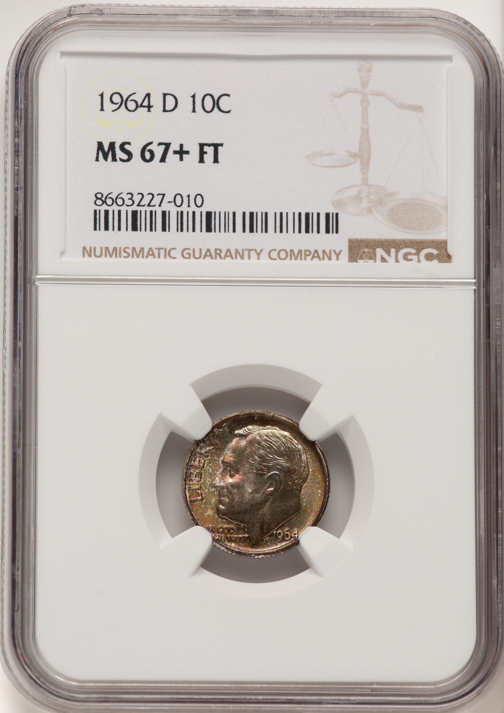1964-D 10C, FB NGC Plus 67 NGC
