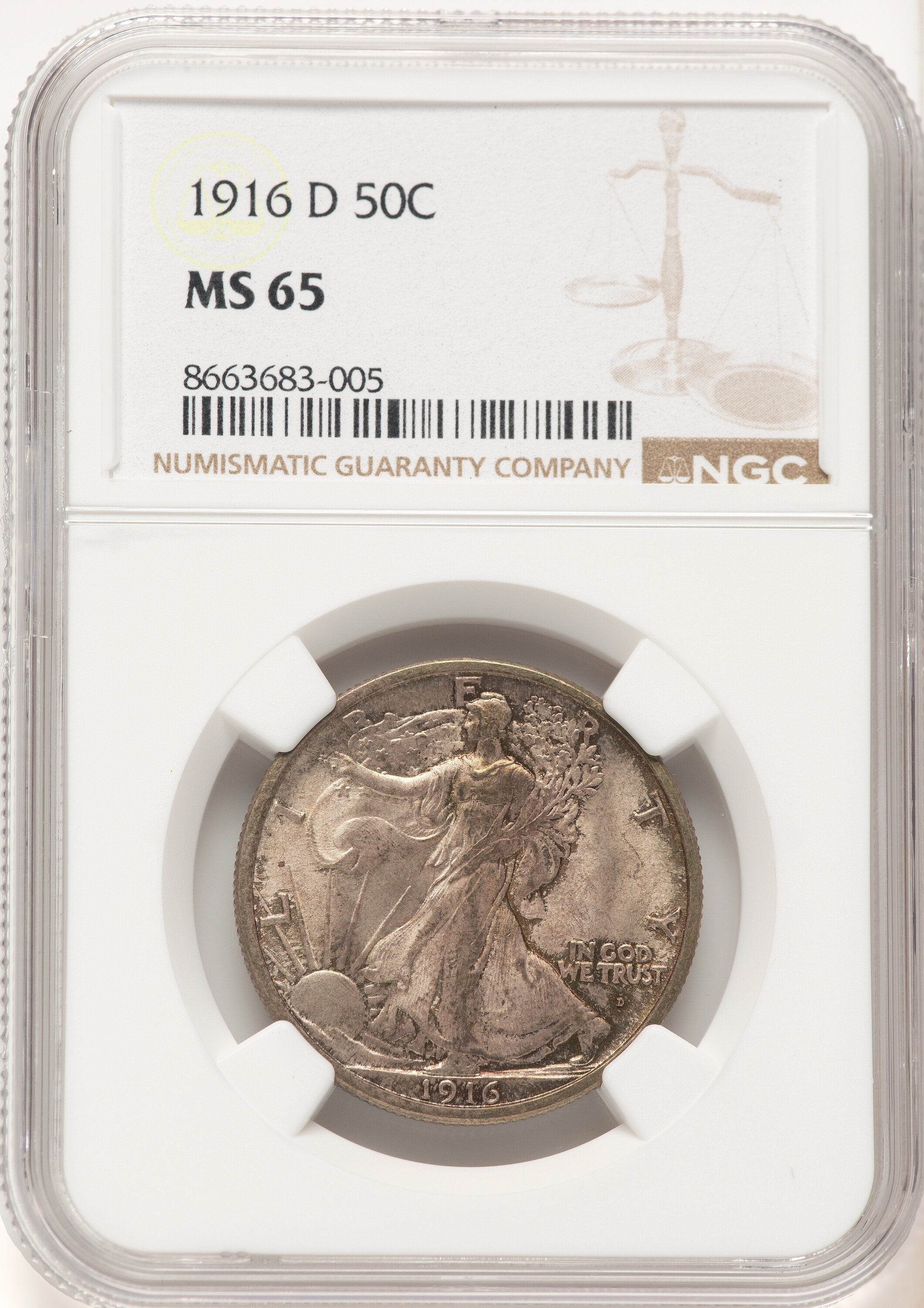 1916-D 50C, MS 65 NGC
