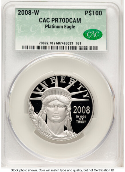 2008-W Proof Platinum Eagle 1 oz Non Designation 70 CACG