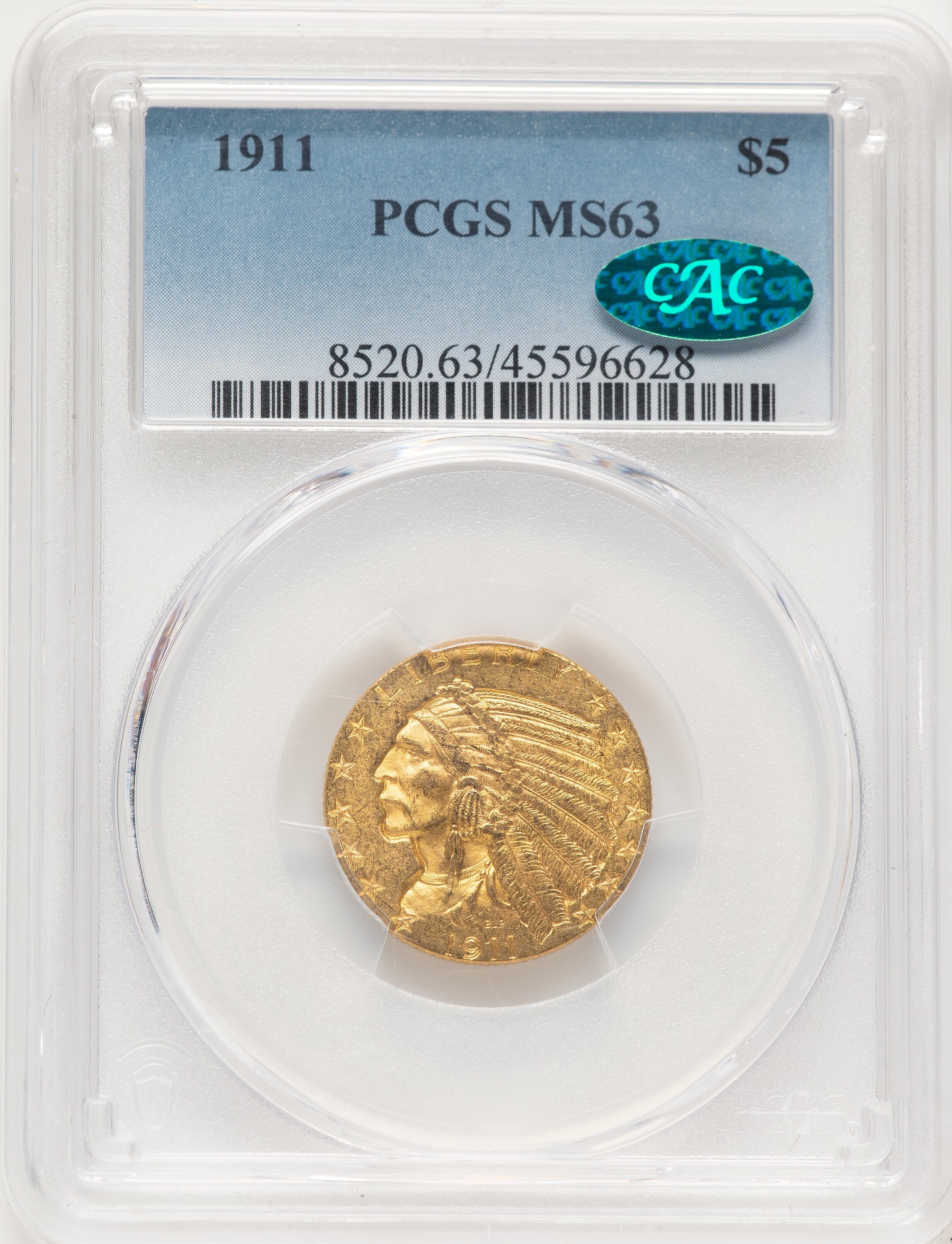 1911 $5 CAC 63 PCGS