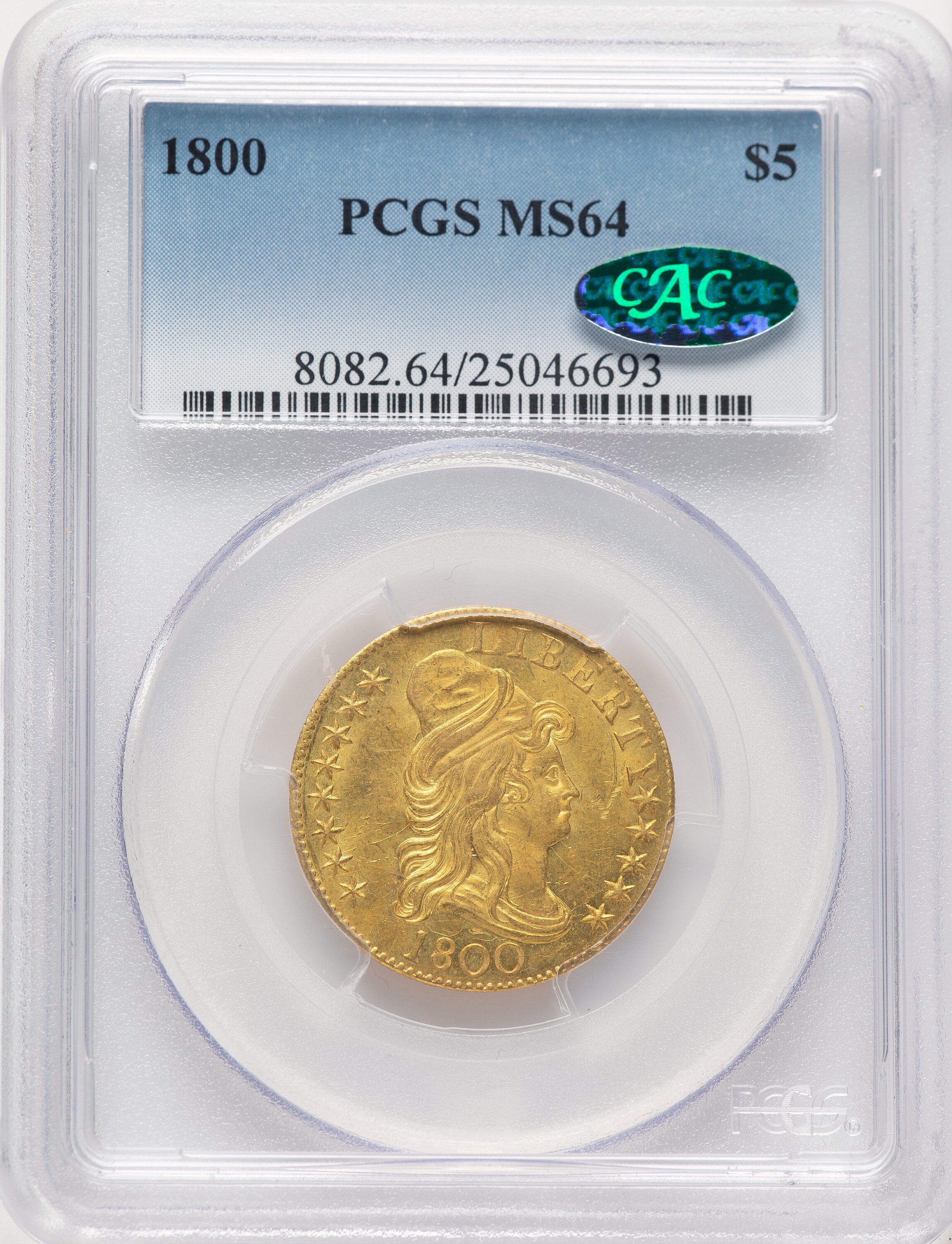 1800 $5 CAC 64 PCGS