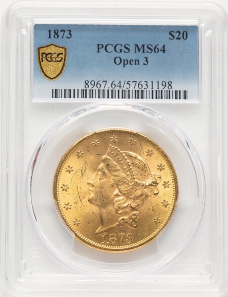 1873 $20 OPEN 3 PCGS Secure 64 PCGS