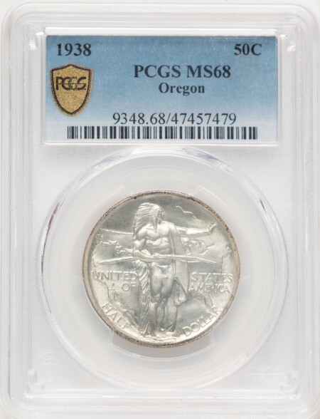 1938 50C Oregon, MS PCGS Secure 68 PCGS
