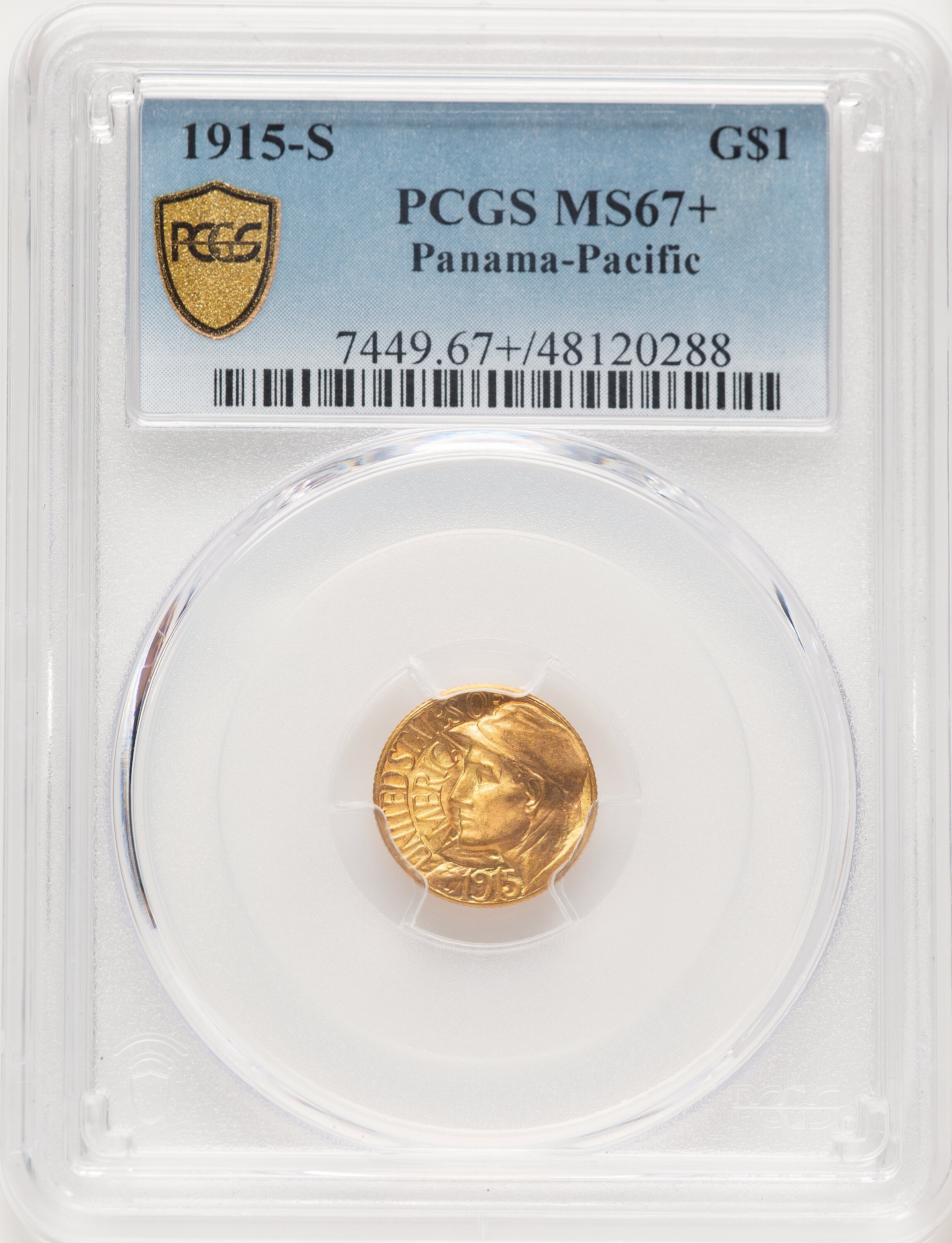 1915-S G$1 PAN-PAC Gold Dollar, MS PCGS Secure PCGS Plus 67 PCGS