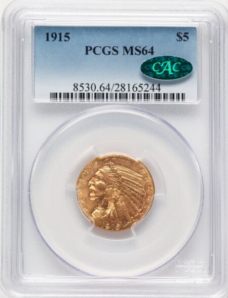 1915 $5 CAC 64 PCGS
