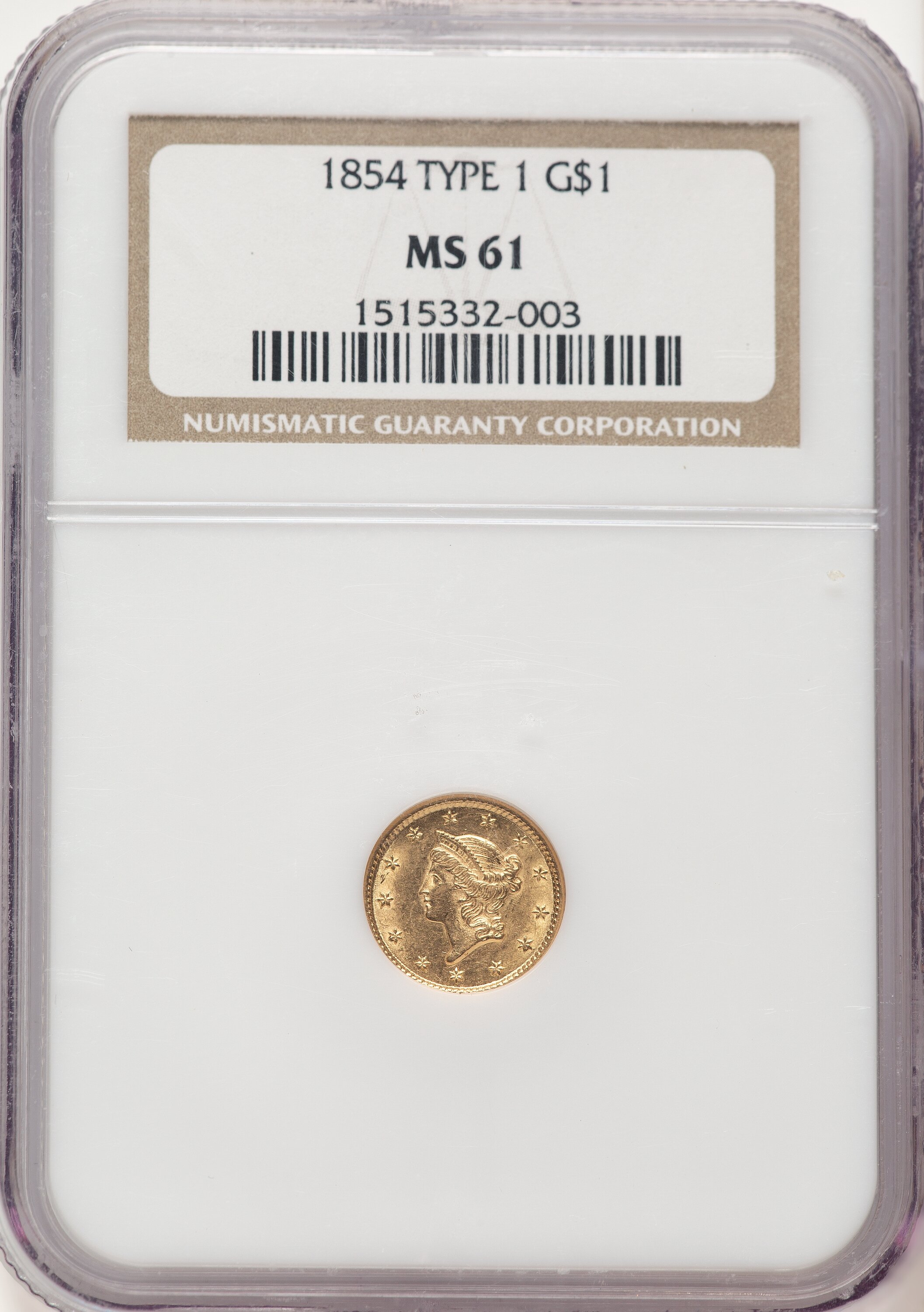 1854 G$1 Type One 61 NGC