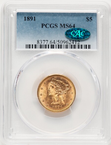 1891 $5 CAC 64 PCGS