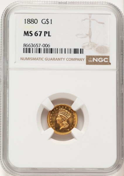 1880 G$1, PL 67 NGC