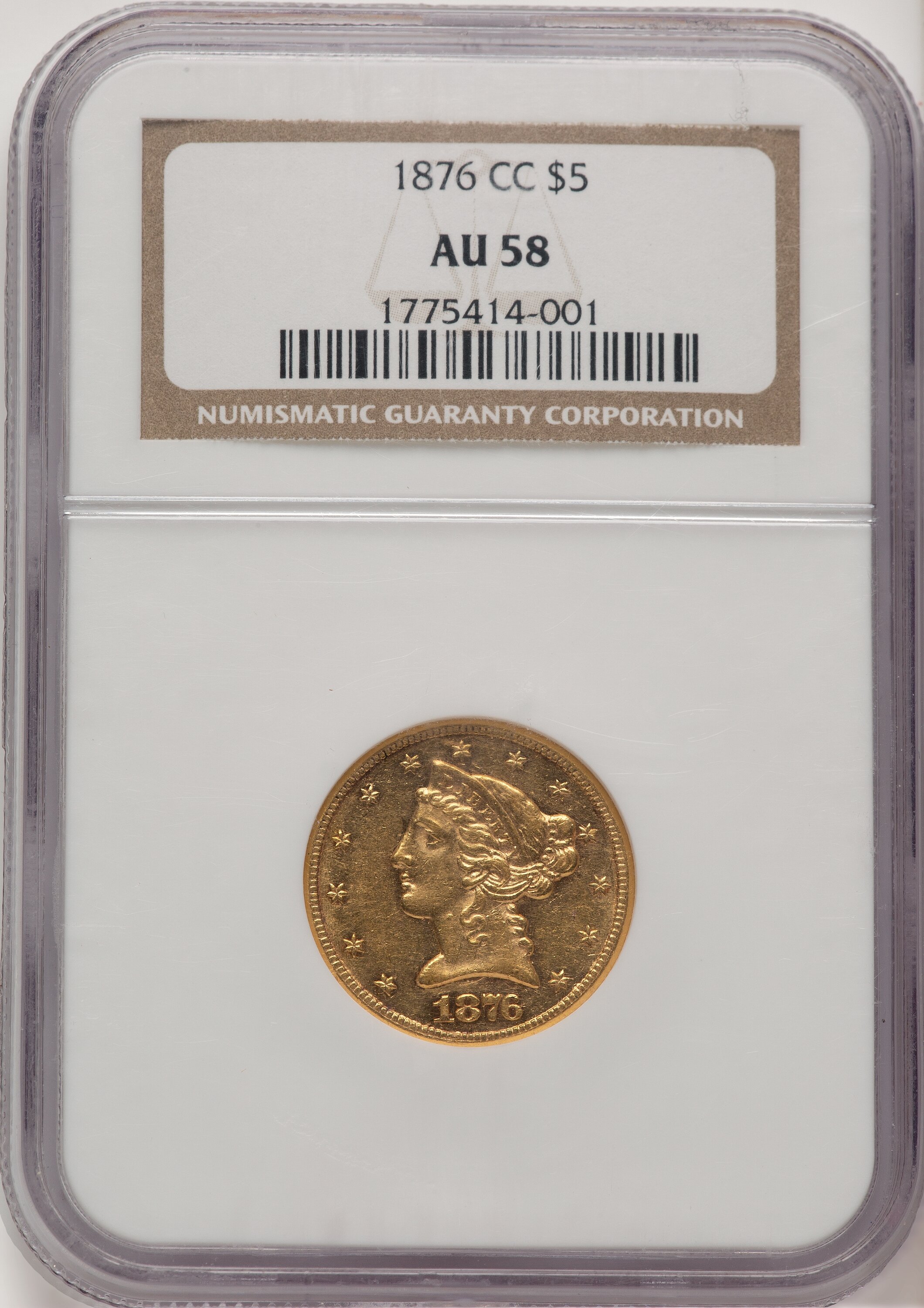 1876-CC $5 58 NGC