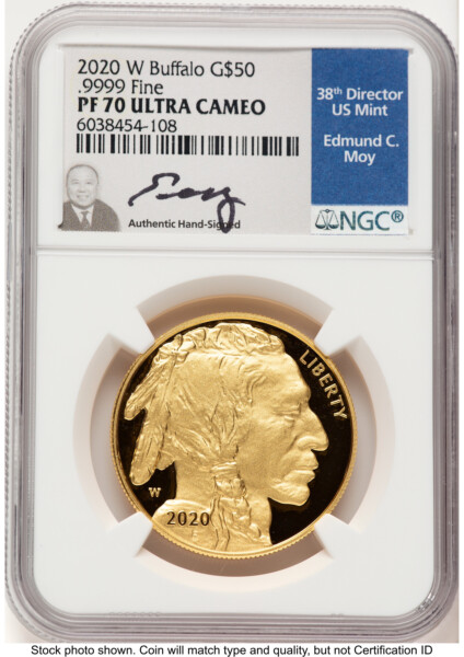 2020-W Proof Gold Buffalo 1 oz Ed Moy 70 NGC