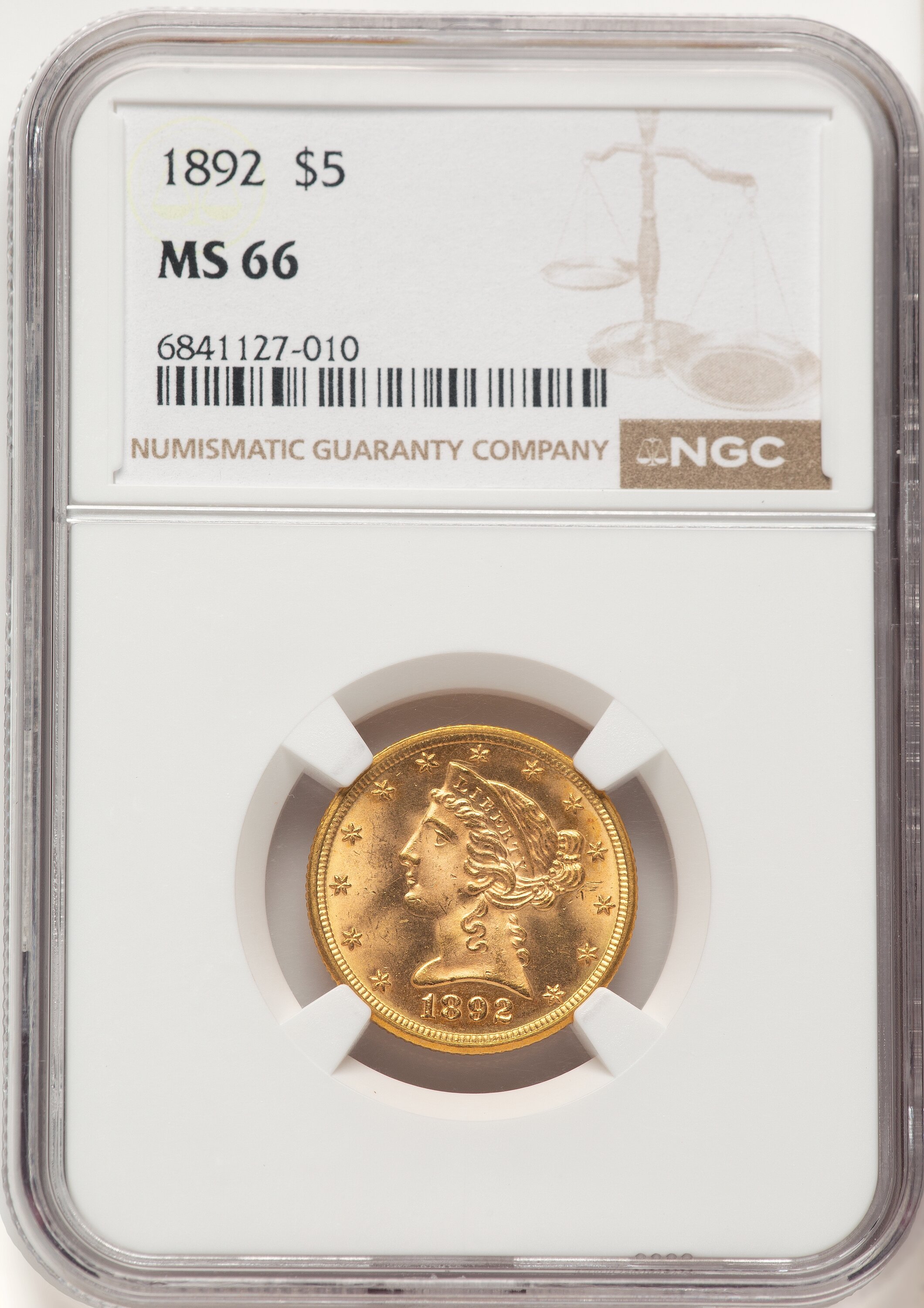 1892 $5 66 NGC