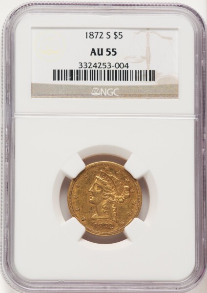 1872-S $5 55 NGC
