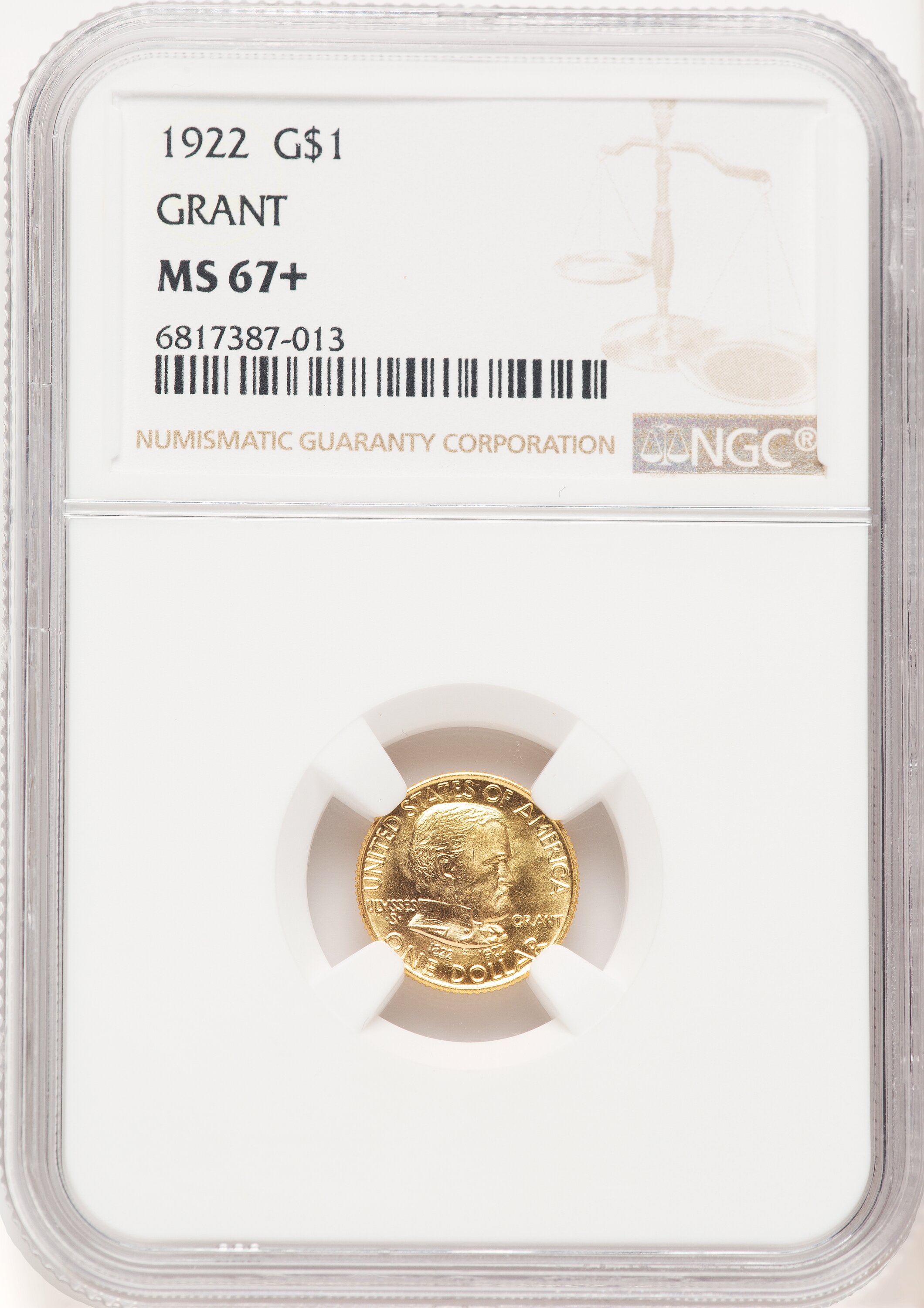 1922 G$1 Grant, No Star NGC Plus 67 NGC