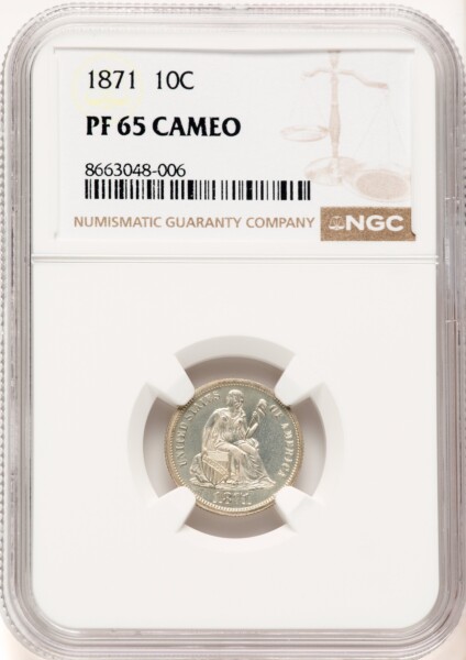 1871 10C, CA 65 NGC