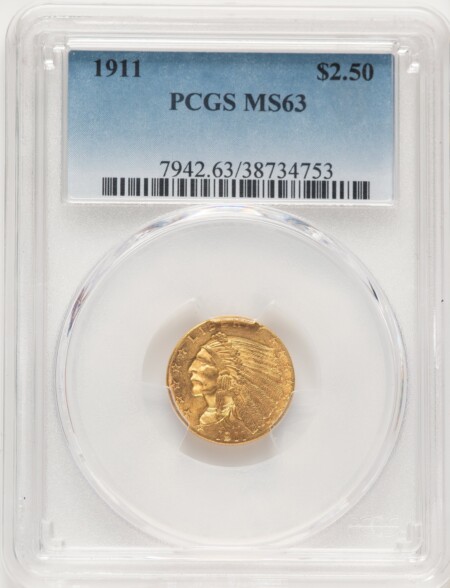 1911 $2 1/2 63 PCGS