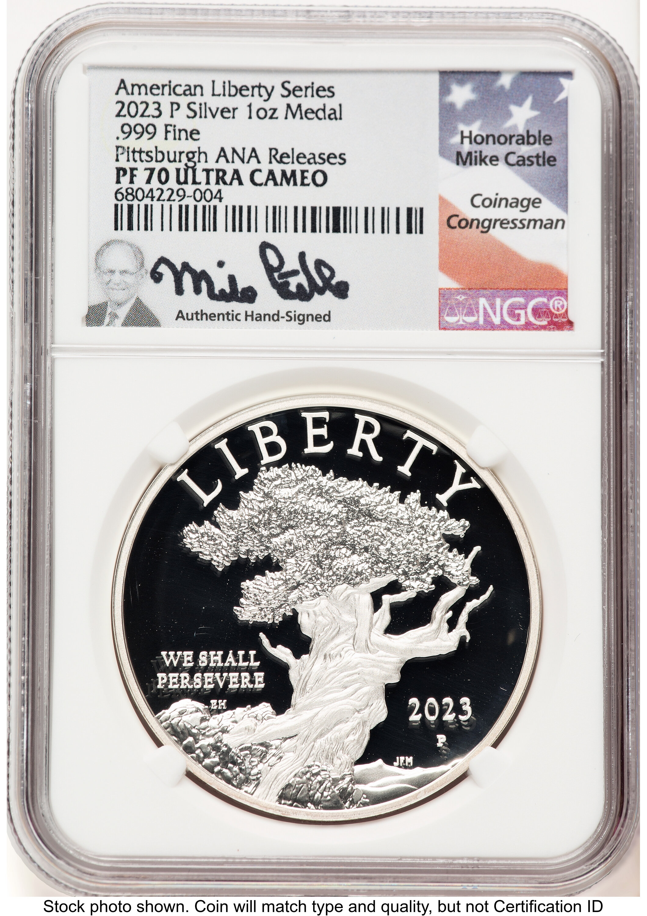 2023-P Silver American Liberty High Relief Medal Pittsburgh ANA Mike Castle 70 NGC