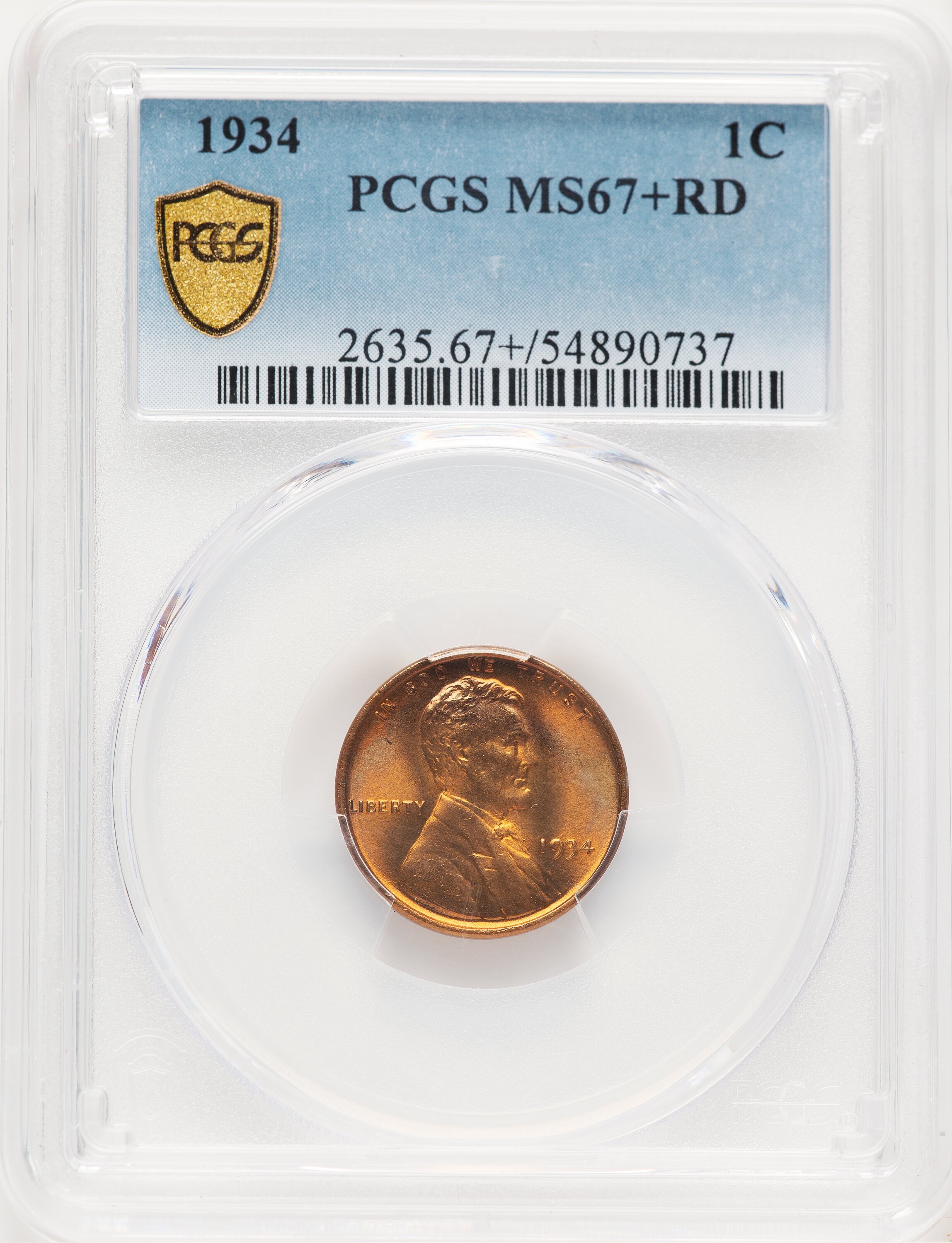 1934 1C, RD PCGS Secure PCGS Plus 67 PCGS