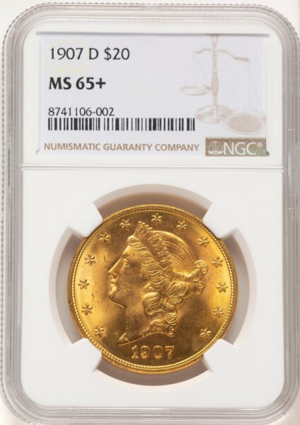 1907-D $20 NGC Plus Brown Label 65 NGC