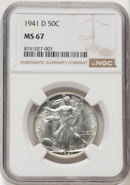 1941-D 50C, MS 67 NGC