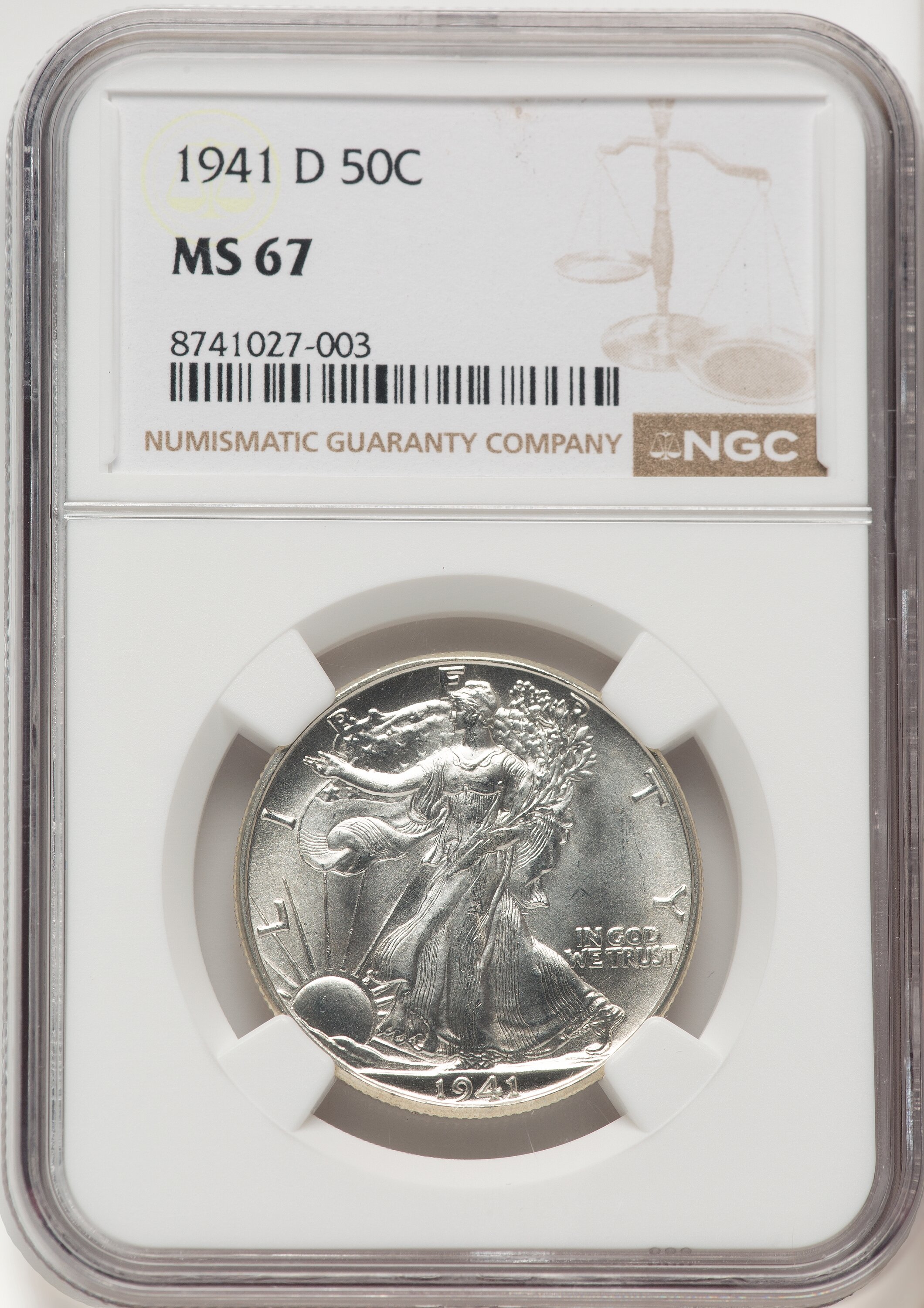1941-D 50C, MS 67 NGC