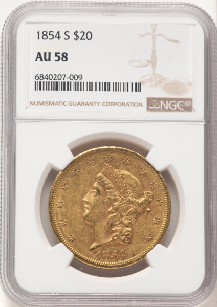 1854-S $20 58 NGC