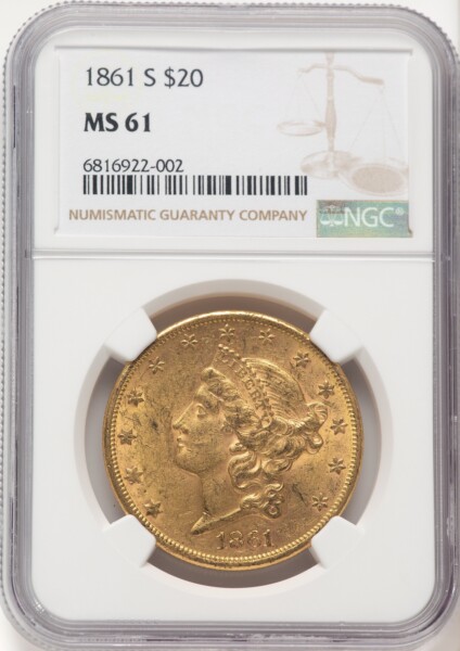 1861-S $20 61 NGC