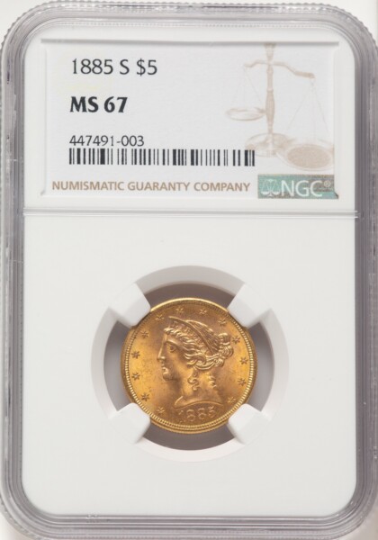 1885-S $5 67 NGC