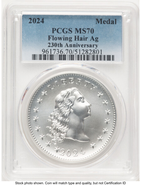 2024-(P) Silver 230th Anniversary Flowing Hair Medal Blue Gradient 70 PCGS