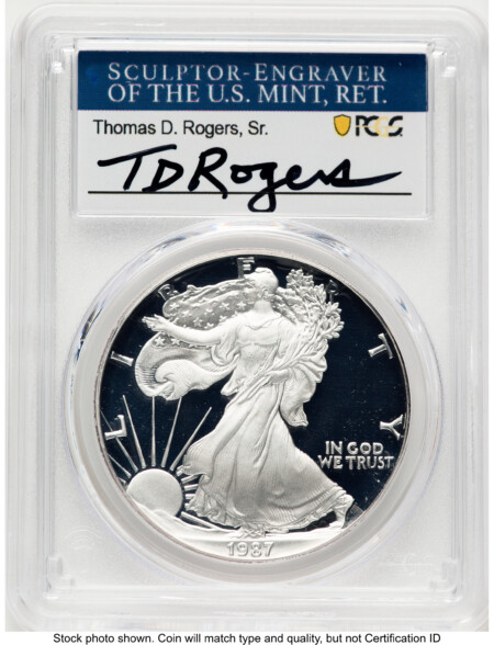 1987-S Proof Silver Eagle 1 oz TD Rogers 70 PCGS