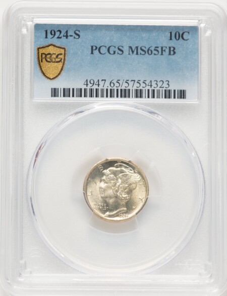 1924-S 10C, FB PCGS Secure 65 PCGS