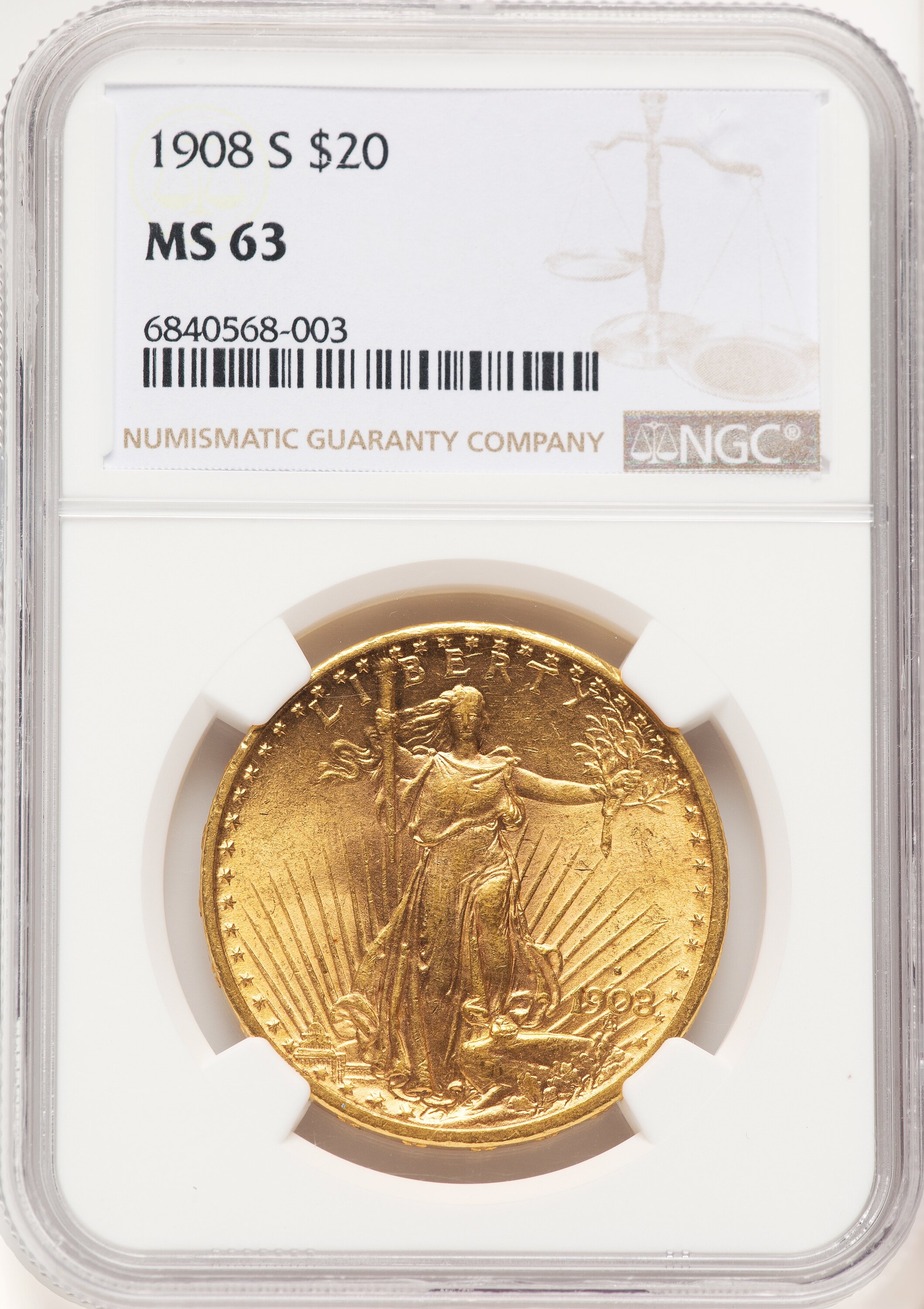1908-S $20 63 NGC