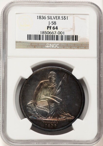 1836 Name Below Base, Judd-58 Restrike, Pollock-61, Low R.6 64 NGC