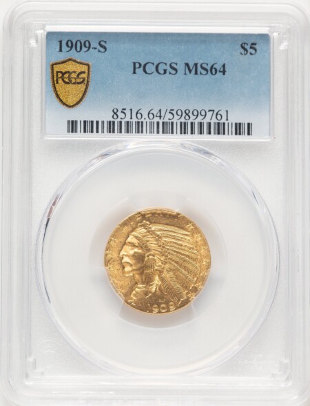 1909-S $5 PCGS Secure 64 PCGS