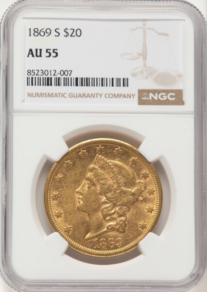 1869-S $20 55 NGC