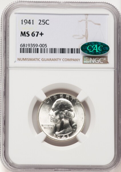 1941 25C CAC NGC Plus 67 NGC