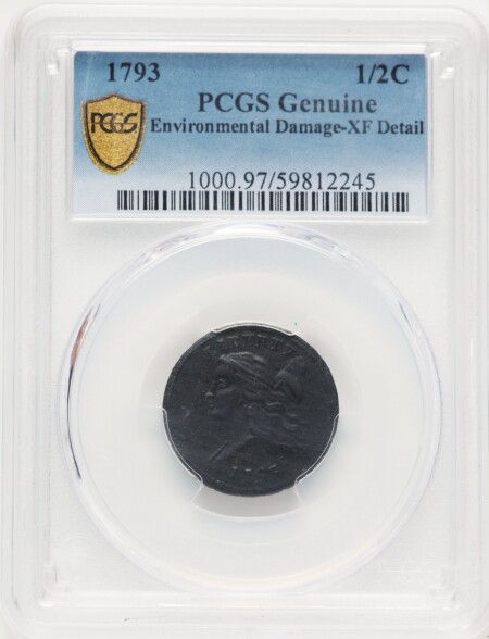 1793 1/2 C BN, MS Genuine PCGS Secure 40 Genuine PCGS