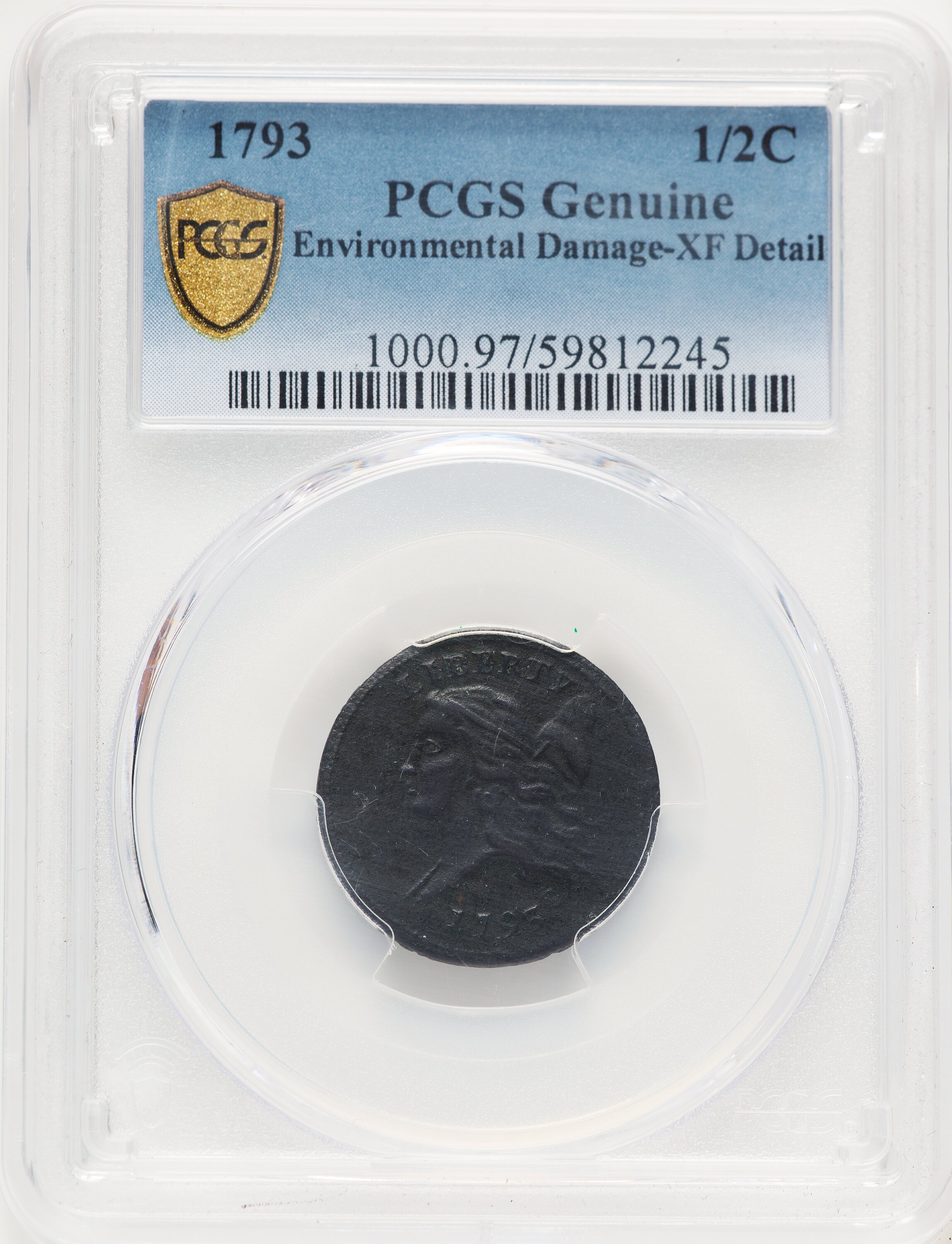 1793 1/2 C BN, MS Genuine PCGS Secure 40 Genuine PCGS