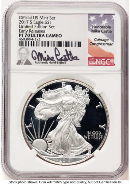 2017-S Proof Silver Eagle Limited Edition Proof Set 1 oz ER Mike Castle 70 NGC