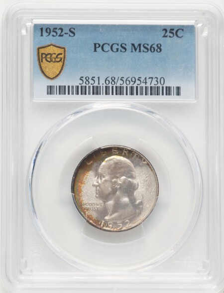 1952-S 25C PCGS Secure 68 PCGS