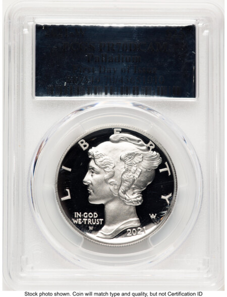 2021-W Palladium Eagle 1 oz, PR FDI Silver Foil 70 PCGS