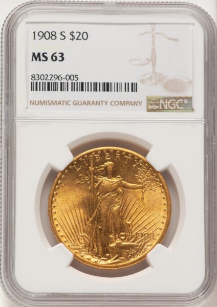 1908-S $20 63 NGC