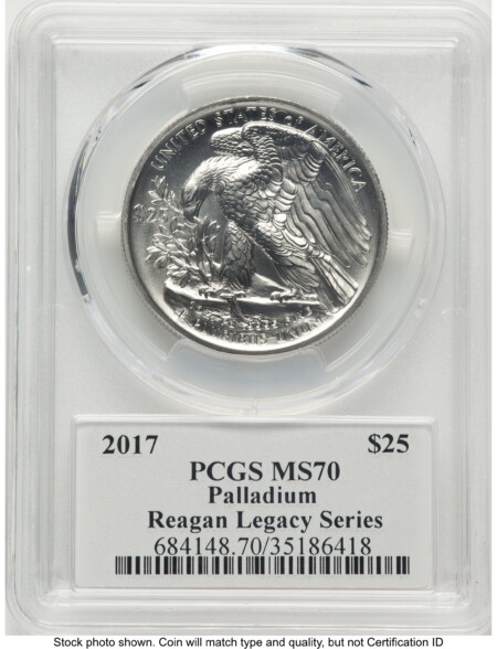 2017 Palladium Eagle 1 oz, MS Reagan Legacy Series Michael Reagan 70 PCGS
