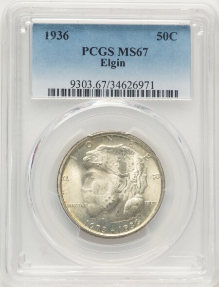 1936 50C Elgin, MS 67 PCGS