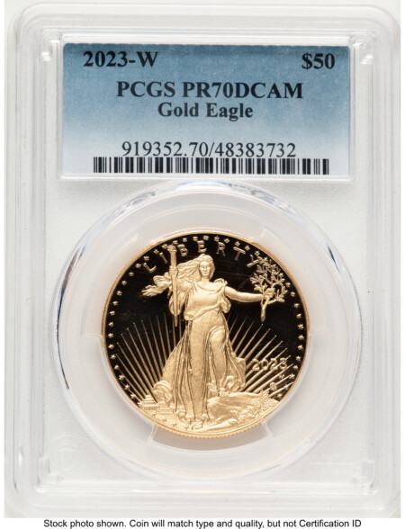 2023-W Proof Gold Eagle 1 oz Blue Gradient 70 PCGS